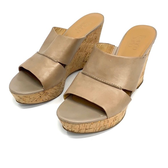 Franco Sarto Shoes - Women’s nude wedge slide shoes 10